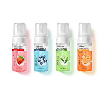 Mond’Sub Vegan Face Cleansing Mousse 120ml – Hydrating, Brightening, Oil-Control & Gentle Foaming Facial Cleanser (Strawberry, Blueberry, Green Tea, Vitamin C)